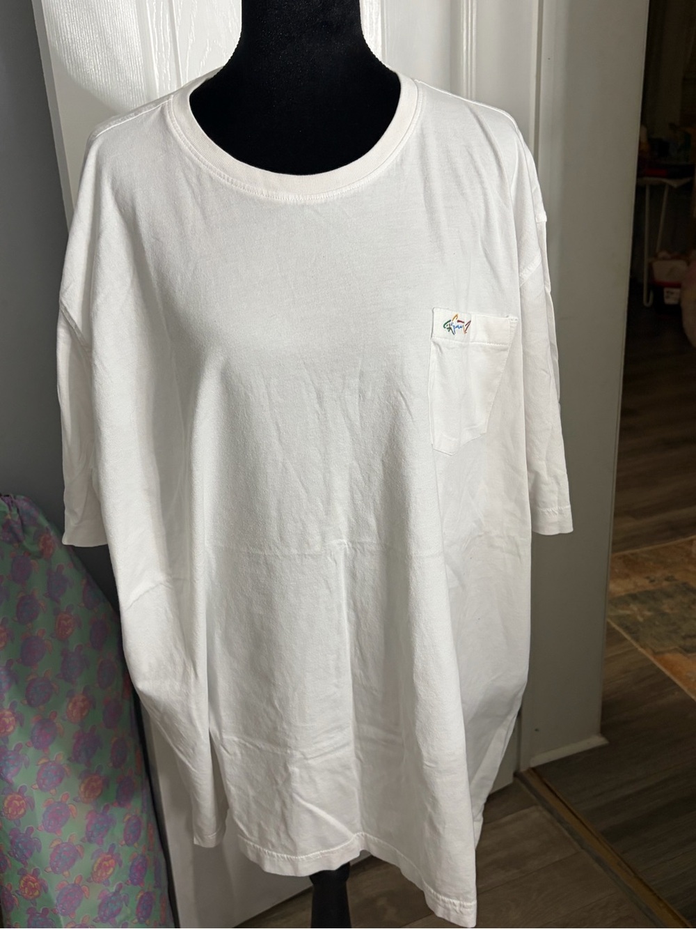 Greg Norman White Pocket Tee with Small Embroidered Logo - Men